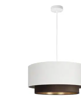 Svietidlá  Závesný luster na lanku NATIA 1xE27/60W/230V, priemer 45 cm, biely/hnedý H0202