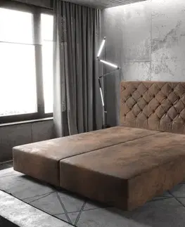 Rámy postelí DELIFE Boxspring posteľ Dream-Great 180x200 cm mikrovlákno hnedá
