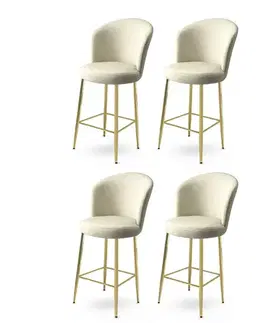 Barové stoličky Bar Stool Set (4 Pieces) Fora - Cream, Gold