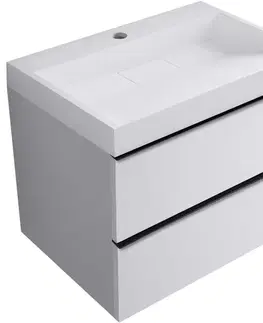 Kúpeľňový nábytok CERANO - Kúpeľňová skrinka Velora - biela matná, úchytka čierna + umývadlo z lit. mramoru s otvorom Vita - biela lesklá - 70x63x46,5 CER-8050BD83873