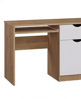 Moderné kancelárske stoly Písací stôl Tymeo 1d1s D.craft zlatý+Biely Lesk
