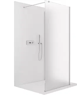 Sprchovacie kúty CERANO - Sprchová zástěna Walk-in Onyx Corner Cube L/P - 8 mm - hranatá vzpěra - chrom, mléčné sklo - 100x30x200  CER-8050BD72352