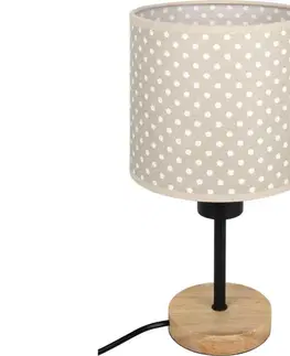 Lampy BRILAGI - Stolná lampa BOBO WOOD 1xE27/25W/230V dub/čierna/béžová/bodky BG1567+BG5581