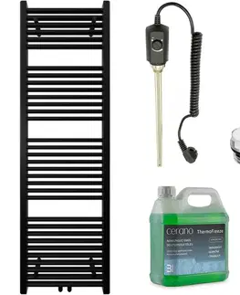 Doplnky do kúpeľne CERANO - Kúpeľňový elektrický radiátorový set Lincoln - 300W - čierna matná - 1600x500 mm CER-680542