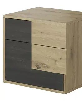 Nočné stolíky KONDELA Bafra nočný stolík čierna borovica nórska / dub artisan