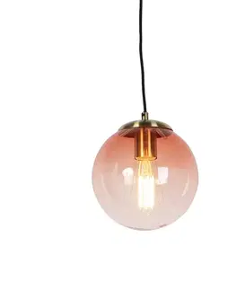 Závesné svietidlá Závesné svietidlo v štýle Art Deco mosadz s ružovým sklom 20 cm - Pallon