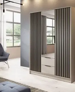 Šatníkové skrine ArtPS Šatníková skriňa KELLY 3D so zrkadlom | cashmere