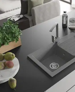 Kuchynské drezy MEXEN/S MEXEN/S - Pablo granitový drez 1-miska s odkvapkávačom vrátane batérie Rita, šedý 6510-71-670300-71
