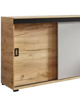 Komody do spálne Komoda Retro 120 Craft/Biely + Čierna Rukoväte
