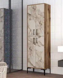 Šatňové skrine Viacúčelová skrinka Berlin A - Walnut, White Marble