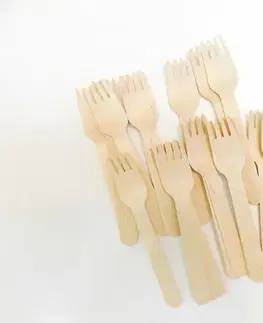 Jednorázový riad MAKRO - Vidlička drevo 20ks