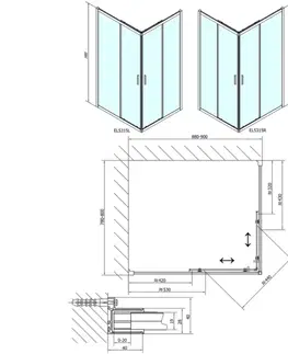 Sprchové dvere POLYSAN - EASY obdĺžniková sprchová zástena 900x800, číre sklo EL5315