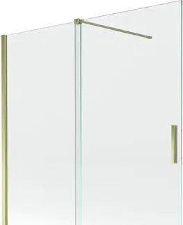 Sprchové dvere MEXEN/S - Velar Dvojkrídlová posuvná vaňová zástena 150 x 150, transparent, zlatá 896-150-000-01-50