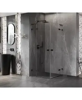 Sprchovacie kúty MEXEN/S - Lunar L Duo sprchovací kút dvere krídlové 115 x 115, transparent, čierna 834L-115L-115P-70-00
