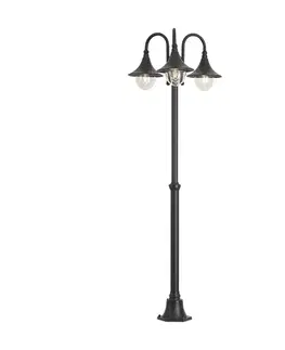 Vonkajšie svietidlá Klasická vonkajšia lampa čierna 200 cm 3-svetlá IP44 - Daphne