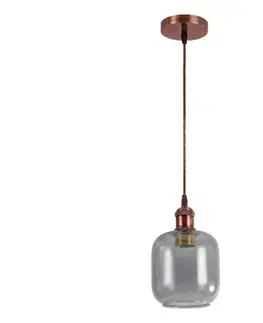 Svietidlá BRILAGI-LED Luster na lanku RETRO GLASS 1xE27/60W/230V pr. 14 cm medená/dymovo sivá NSTK7758+AI0179