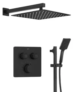 Držadlá k vani SAPHO SAPHO - SMART SELECT sprchový set s termostatickou batériou, 2 výstupy, posuvný držiak sprchy, čierna mat RP042B-02