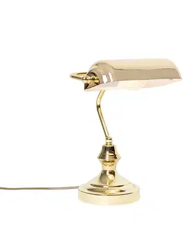 Stolové lampy na písací stôl Klasická stolná lampa/notárska lampa mosadz - Banker