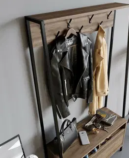 Nemý sluha Vešiak so skrinkou na topánky Devin Walnut and Black