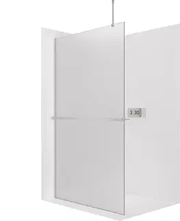 Držadlá k vani CERANO - Sprchová zástěna Walk-in Onyx Top Round L/P - 8 mm - kulatá vzpěra + polička/držák na ručníky - chrom, mléčné sklo - 70x200  CER-8050BD1657