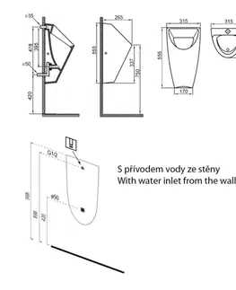 Pisoáre SAPHO - SCHWARN keramický urinál, zadný prívod, zadný odpad, biela 201.701.4
