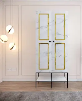 Šatňové skrine Šatníková skriňa Martin 2 - White, Black, Gold