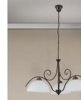 Svietidlá Orion - Luster na reťazi RULA 3xE27/40W/230V pr. 70 cm biela/bronz LU 1668/3 Antik