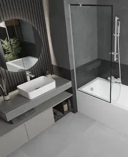 Sprchové dvere MEXEN/S - Next vaňová zástena FIX 80 x 150, čierna dekor, biela - 895-080-000-00-0-20 895-080-000-00-70-20