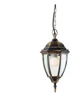 Svietidlá Redo 9607 - Vonkajší luster na reťazi SEVILLA 1xE27/42W/230V IP44 zlatá/patina 9607