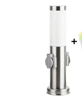 LED osvetlenie Brilagi-LED RGBW vonkajšia lampa s 2 päticami 1xE27/12W/230V 40 cm IP44 matný chróm BG3941+AI0819