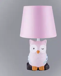 Moderné lampy Nočná lampa sova ružová VO2166 LB1