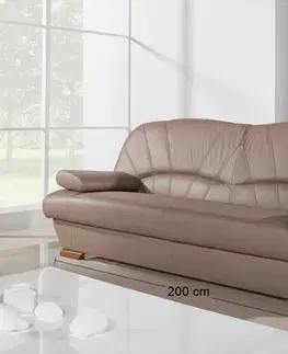 Sedacie súpravy PYKA Galicja kožená trojsedačka s rozkladom a úložným priestorom drevo D3 / cappuccino