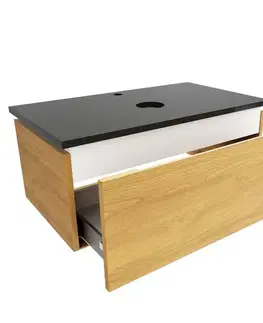 Kúpeľňový nábytok Kúpeľňová skrinka so žulovou krycou doskou SAT Feel 80x30x46 cm medový dub mat SATFEEL80DMZ SATFEEL80DMZ