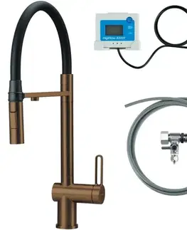 Kúpeľňové batérie DEANTE - Magnetic batéria kuchynská brúsený bronz, so sadou na filtráciu vody, s elastickou hubicou; BRMFC75M