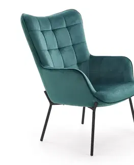 Kreslá HALMAR Castel kreslo tmavozelená / čierna