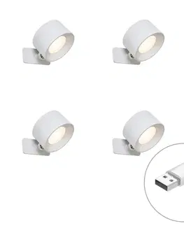 Lampy Sada 4 moderných nástenných a stropných svietidiel bielej farby vrátane LED nabíjateľných - Bright