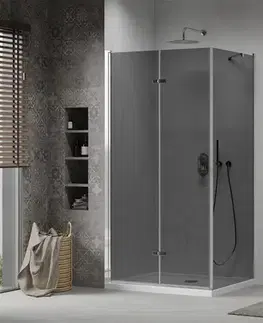 Vane MEXEN/S - Lima sprchovací kút 80x110, grafit, chróm + biela vanička so sifónom 856-080-110-01-40-4010