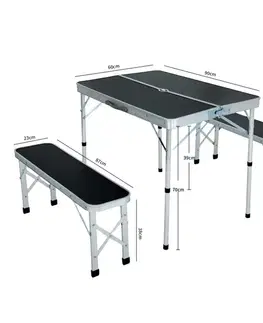 Záhradné stoly ROBI kempingový set 1+2, čierny