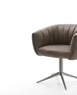 Jedálenské stoličky DELIFE Jedálenská stolička Jada-Flex mikrovlákno taupe vintage krížová podstava grafitová 360° otočná hojdacia funkcia vrecková pružina