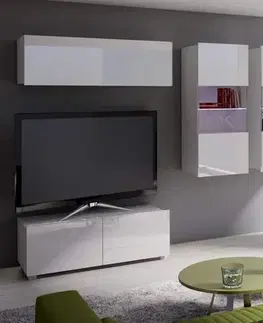 TV stolíky ArtGiB TV stolík 100 CALABRINI C-11 | biela/biely lesk