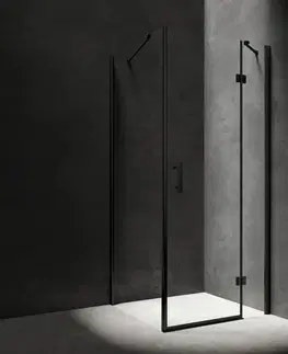 Sprchovacie kúty OMNIRES - MANHATTAN obdĺžnikový sprchovací kút s krídlovými dverami, 120 x 90 cm čierna mat / transparent /BLMTR/ MH1290BLTR