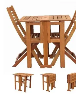 Záhradné zostavy Kinekus Nábytok záhradný, balkónový VERONIKA 2+1 drevo