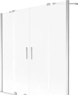 Sprchové dvere MEXEN/S - Velar Duo dvojkrídlová posuvná vaňová zástena 150 x 150, dekor, chróm 896-150-000-32-01