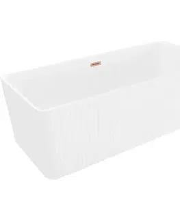 Vane MEXEN/S - Nila voľne stojaca vaňa reliéf 170 x 75, biela, sifón a prepad meď kartáčovaná 52841708000-65