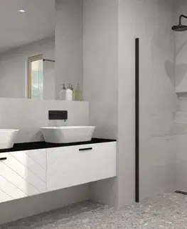 Sprchovacie kúty BESCO - Walk-in sprchovací kút ECO-N BLACK - FARBA rámu - Čierna, Pevná stena - Bez pevnej steny, Rozmer A - 110, Rozmer C - 195, Výplň - Číre bezpečnostné sklo - 6 mm BCEXON110BC