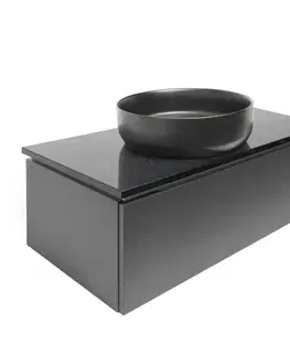 Kúpeľňový nábytok Kúpeľňová skrinka s kamennou doskou SAT Feel 100x30x46 cm antracit mat SATFEEL100ANTTK SATFEEL100ANTTK