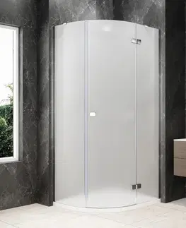 Sprchové dvere POLYSAN - GLOBE CHROME štvrťkruhová sprchová zástena 1000x800, matné sklo, pravé GB2180MRC