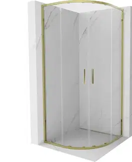Sprchovacie kúty MEXEN - Exo štvrťkruhový posuvný sprchovací kút 90 x 90, transparent, zlato 8132-090-090-50-00