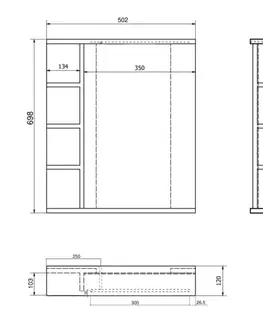 Kúpeľňové zrkadlá AQUALINE - KORIN STRIP zrkadlo s LED osvetlením a poličkami 52x70x12cm KO355S