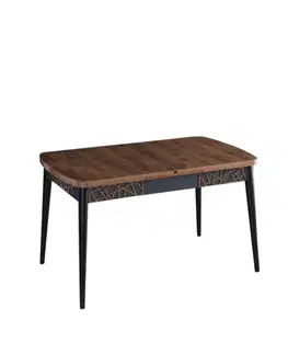 Jedálenské stoly Extendable Dining Table Amalfi Motif - Walnut, Black